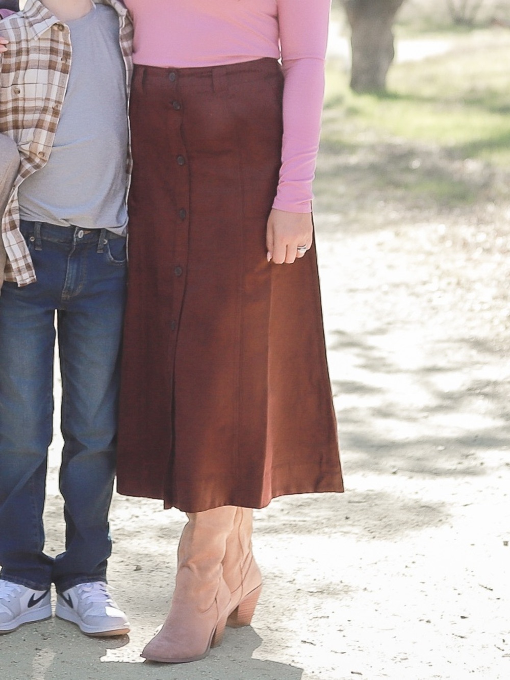 Universal Thread Brown Faux Suede Midi Skirt